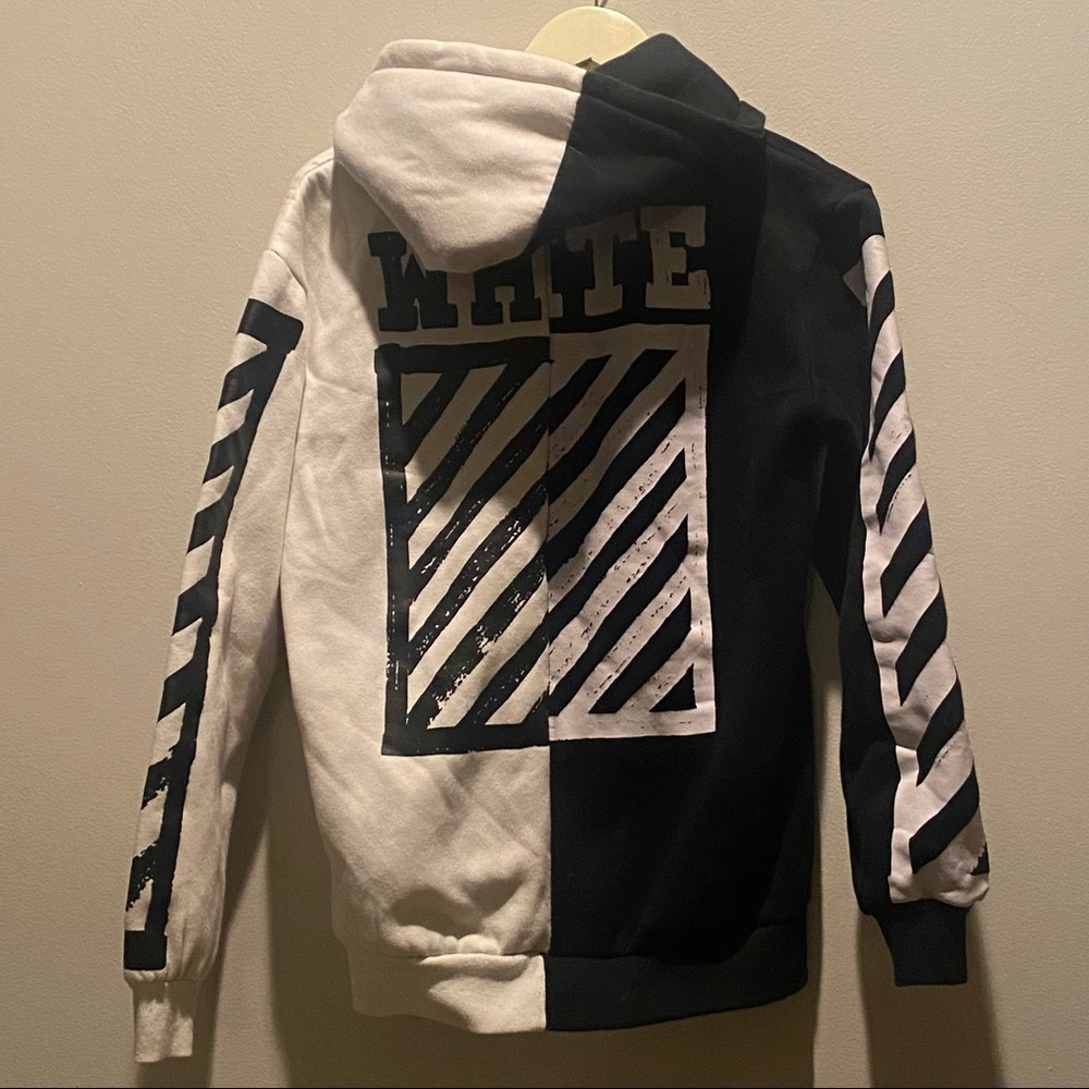 Off white hoodie split color